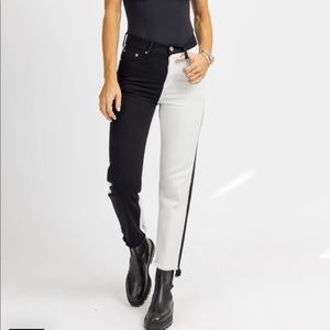 Black & White Contrast Straight Leg Jeans